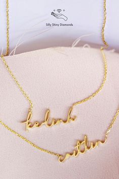 PERSONALIZED GOLD NAMED NECKLACE 14k Gold Name Necklace For Anniversary, Gold Necklace With Name In Meaningful Style, Yellow Gold Name Necklace For Anniversary Gift, Gold Custom Name Necklace With Meaningful Style, Gold Necklace With Custom Name, Custom Name Yellow Gold Jewelry For Anniversary, Gold Necklace With Custom Name In Meaningful Style, Custom Gold Name Necklace For Anniversary, Yellow Gold Necklaces With Names For Anniversary