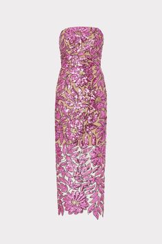 Kait Floral Garden Sequins Dress in Pink Multi | MILLY Special Occasion Dresses Midi, Modest Neckline, Formal Wedding Guest Dress, Midi Dress Formal, Sequins Dress, Party Inspo, Sequin Maxi Dress, Gilded Age, Cocktail Evening Dresses