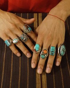 Sterling silver Size: Approx. 11.5 Zuni Turquoise Jewelry, Vintage Navajo Rings, Turquoise And Red Jewelry, Western Jewellery, Turquoise Stone Jewelry, Vintage Turquoise Ring, Silversmithing Jewelry, Turquoise Western, Country Jewelry