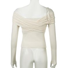 Please refer to our sizing chart for a guideline when choosing a size. 5 business days order processing time. 90% polyester 10% spandex Spring Fitted Tops With Elastic Shoulders, Fitted Spring Tops With Elastic Shoulders, Stretch Long Sleeve Blouse With Elastic Shoulders, Fitted Tops With Elastic Shoulders For Spring, Elegant Long Sleeve Top With Elastic Shoulders, Chic Long Sleeve Tops With Elastic Shoulders, Long Sleeve Ruched Top For Night Out, Trendy Long Sleeve Ruched Tops, Trendy Long Sleeve Tops With Elastic Shoulders