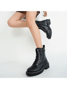 ✔Women's combat boots are crafted from superior synthetic leather using pure handmade, ensuring your comfort.✔Classic round toe ladies synthetic leather ankle boots feature lace-up closure for a stylish look.✔Women's low heel short booties come with a durable TPR non-slip rubber sole that guarantees comfortable walking..✔The fashionable women's ankle boots with a friendly lining won't harm your skin, and the soft insole ensures relaxation with every step.✔These fall ankle booties can complement Ankle Boots Low Heel, Women's Combat Boots, Boots Low Heel, Short Booties, Womens Low Heels, Womens Combat Boots, Women's Ankle Boots, Lace Up Booties, Boots Women Fashion