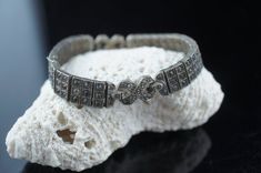 This is the perfect option for those who like cool, unique jewelry and the luxury, shine of sterling silver .This bracelet  is well made, cute and/or elegant in design, and very desirable.  The bracelet is decorated with gray and clear cz .The clasp is in good working condition. The clasp is with safety hook.This bracelet is hard to find. The Wachenheimer Brothers Company of Providence, Rhode Island, started business in 1907. The bracelet is marked on the back of the catch Sterling Diamonbar Pat Providence Rhode Island, The Catch, Rhode Island, Vintage Art Deco, Chain Link Bracelet, Gray White, Chain Link, Silver 925, Mens Bracelet