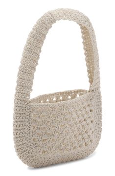 Finish a summery look with a woven handbag that's just the right size for your sunny-day essentials. Open top Shoulder straps 100% polyester Imported Beach Season Cream Crochet Shoulder Bag, Summer Beige Crochet Bag For Daily Use, Cream Rectangular Shoulder Bag For Summer, Summer Lightweight Natural Crochet Bag, Casual Cream Straw Shoulder Bag, Casual Cream Beach Bag For Summer, Cream Straw Summer Shoulder Bag, Cream Crochet Crossbody Bag With Braided Handles, Trendy Cream Woven Shoulder Bag