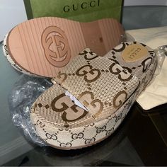 Brand New Size 7 Women’s Gucci Sandals, Gucci Heels, Shoes Gucci, Gucci Marmont, Swim Shoes, Platform Loafers, Shoes Brown, Gucci Shoes, Platform Pumps