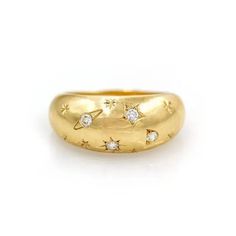 14K Solid Gold Star Dome Ring, 925 Sterling Silver Star Dome Ring, Starburst Ring, Star Signet Ring, Mother's Day Gift, Valentine's Day Gift ★ Product Details : ● Center Stone * Gemstone : Moissanite * Moissanite Quality - FG VVS * Stone Shape : Round Brilliant Cut * Stone size : 1.2mm / 1.4mm approx.  ● Metal  * Silver, Silver + Yellow Gold Plated, 10k, 14k, 18k Gold * More option in gold color : Rose Gold, Yellow Gold, White Gold ●  Ring size can be choose from the selection box. Larger and sm Celestial Star-shaped Diamond Ring With Single Cut Diamonds, Starburst Ring, Pinky Rings, Dome Ring, Ring Moissanite, Domed Ring, Gold Star, Silver Stars, Gold Stars