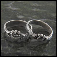 Sterling Silver Celtic Claddagh Rings in Two Sizes designed by Walker Metalsmiths Celtic Jewelry Symbolic Hand Cast Promise Ring, Symbolic Nickel-free Promise Rings, Symbolic Hand-cast Promise Ring, Irish Ring Claddagh Meaning, Claddagh Ring With Emerald, Unique Claddagh Ring, Sterling Silver Claddagh Ring, Silver Claddagh Ring, Irish Rings