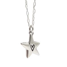 Silver Heart Necklace With Star Charm, Everyday Personalized Star-shaped Jewelry, Sterling Silver Starfish Charm Necklace, Star-shaped Charm Necklaces For Gifts, Personalized Star-shaped Sterling Silver Jewelry, Everyday Star Charm Jewelry, Silver Star Shaped Charm Necklace, Silver Star-shaped Charm Necklace, Sterling Silver Star Charm Necklace Nickel Free