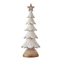 a small white christmas tree with a star on it's top, sitting in front of a white background