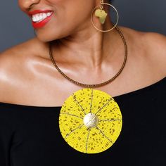 Take your accessory vibes to the next level with this exquisite hand beaded pendant. Superbly crafted and goes well with any outfit. Measures 16 1/2 inches Long. Traditional Yellow Beaded Necklaces With Polished Beads, Traditional Yellow Beaded Necklace With Polished Beads, Traditional Yellow Beaded Necklaces, Traditional Yellow Beaded Necklace, Unique Yellow Jewelry With Large Beads, Unique Yellow Jewelry With Gold Beads, Elegant Yellow Beaded Chain, Pendant Beaded Necklaces With Colorful Beads, Traditional Yellow Necklace With Polished Beads