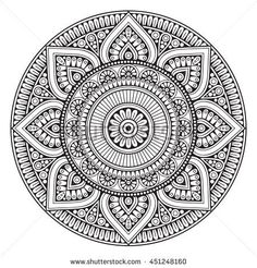 an abstract black and white drawing of a circular object with intricate designs on the center