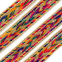 multicolored beaded bracelets on white background