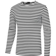 This long-sleeve T-shirt features a trendy contrasting stripe throughout for a casual, youthful look. A variety of colors are available for you to choose from. Made of soft, breathable fabric, these striped long sleeves make you feel comfortable. A classic, versatile long-sleeve tee that pairs easily with your jeans or slacks. Striped long sleeves are suitable for vacations, sports, school, work, dating, street shooting, and other occasions. Cheap Striped Stretch T-shirt, Striped Long Sleeve Relaxed Fit T-shirt, White Long Sleeve T-shirt With Contrast Stripes, Long Sleeve Cotton T-shirt With Horizontal Stripes, Stretch Striped Long Sleeve T-shirt, Sleeve Packaging, Casual Stripes, Men In Uniform, Mens Crew Neck