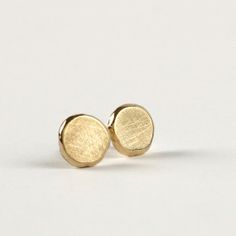 Solid gold post earrings round organic 14k gold by SigalGerson Gold Round Earrings For Everyday, 14k Yellow Gold Circle Earrings, Everyday 14k Yellow Gold Earrings, Classic Round Earrings In Recycled Gold, Classic Round Recycled Gold Earrings, Classic Hammered Earrings For Everyday, Minimalist Polished Round Earrings, Minimalist Round Earrings With Polished Finish, Hypoallergenic Round Earrings In Recycled Gold