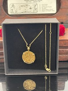 "Atocha shipwreck 14k gold coin pendant with 14k gold adjustable chain 16\" or 18\"" Gold Coin Pendant, Treasure Coin, Key West Fl, Coin Shop, Gold Coin, Conch Shell, Shipwreck, Shell Pendant, Beaded Necklaces