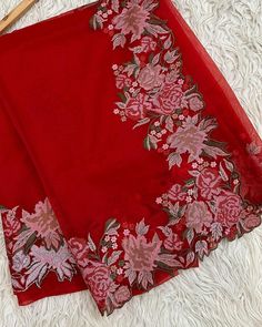 Red Cut Work Saree, Kora Organza Silk Saree, Banarasi Indian Silk Red Saree Red Organza Saree Look, Red Organza Saree For Wedding, Red Organza Saree With Cutdana, Red Organza Saree Set, Luxury Red Organza Saree, Organza Silk Saree, Kurti Patterns, Designer Kurti Patterns, India And Pakistan