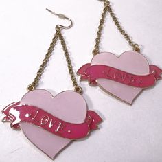 Designer Pink Enamel Love Trapeze Swing Heart Drop Earrings Nwot 110 Gold Plated Chain Drop French Hook Two Tone Pink Enamel Lover Engraved Banner Slightly Heavy Fun And Sassy Jewelry That Makes Us Fabulous! Twisted Hoops These Earrings Are A Pair Of Earrings You'll Keep In Your Collection Forever. Cute Heart Earrings For Valentine's Day Wedding, Cute Heart Earrings For Wedding On Valentine's Day, Cute Pink Heart Earrings For Mother's Day, Cute Pink Double Heart Jewelry, Pink Heart Earrings For Wedding On Mother's Day, Pink Heart Earrings For Wedding And Mother's Day, Cute Pink Dangle Heart Earrings, Mother's Day Pink Heart Earrings For Party, Cute Pink Heart Charm Earrings