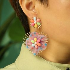 Brand New!!Package Spring Flower Earrings For Parties, Blue Flower Earrings For Summer Party, Trendy Blue Earrings For Spring, Playful Pink Jewelry For Summer, Handmade Multicolor Flower Earrings For Spring, Handmade Flower Earrings For Spring Party, Playful Pink Earrings For Summer, Colorful Cute Spring Jewelry, Cute Colorful Spring Jewelry