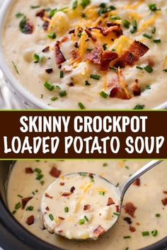 Crockpot Loaded Potato Soup, Slow Cooker Potato Soup, Chunky Chef, Slow Cooker Potatoes, Soup Vegetable, Potato Soup Crock Pot, Loaded Potato Soup, Weight Watchers Soup, Loaded Baked Potato Soup