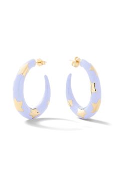 Étoile Hoops Lilac And Black, Alison Lou, Blue Lilac, Twinkle Twinkle Little Star, Exclusive Jewelry, Day To Night, Star Studs, Fine Jewelry Designers, Heart Studs