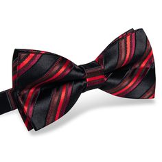 Pre-Tied Bow Tie: The bowtie is easy to wear and take off. It can quickly make your suit or tuxedo more elegant on formal occasions such as wedding, prom, party, dating, Bussiness, ceremony Bowties Size: Dimensions: 4.72''(W)×2.36''(H). YourTies bow tie with an adjustable strap to fit up from 8.0"-20.0" neck. Suitable for most men and older boys High Quality: Bow ties for men are made from 1400 stitches woven jacquard silk fabric, soft, textured and comfortable Classic Design: Men's silk bowtie Black Bow Tie With Butterfly Knot For Business, Black Butterfly Knot Bow Tie For Business, Black Butterfly Knot Bow Tie, Elegant Red Satin Bow, Fitted Red Bow Tie For Black Tie Events, Red Bow Tie For Party, Red Bow Standard Bow Tie For Party, Butterfly Knot Bow For Black-tie Events, Red Bow With Butterfly Knot For Party