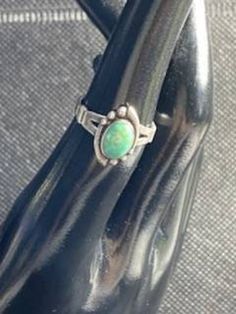 Gorgeous size 6 vintage southwest sterling silver women's ring with center green stone Silver Cabochon Rings Fine Jewelry, Adjustable Emerald Ring, Dainty Emerald Ring May Birthstone, Adjustable Bohemian Style Ring Jewelry, Handmade Vintage Jewelry For Anniversary, Adjustable Open Promise Ring, Adjustable Bohemian Style Ring, Turquoise Sterling Silver Jewelry With Center Stone, Oval Sterling Silver Jewelry In Silver