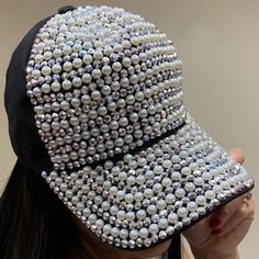 Brand New Beautiful Cap With White Pearls And Silver Rhinestones. Perfect For Any Occasion, Very Chic! Adjustable Rhinestone Baseball Cap For Party, Silver Rhinestone, Fashion Updates, Pearl White, Accessories Hats, Crochet Hats, Women Accessories, Brand New, Hats