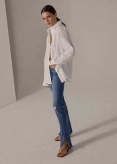 THE EX-BOYFRIEND SHIRT French Tuck, Favorite Daughter, Mother Denim, Boyfriend Shirt, Ex Boyfriend, Box Pleats, Zadig And Voltaire, Over It, White Denim