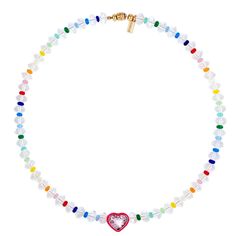 Heart Crystal Necklace Multicolor Beaded Heart Pendant Necklace, Heart-shaped Colorful Beads Necklace For Jewelry Making, Colorful Heart-shaped Beads For Jewelry Making, Colorful Beads Heart Shaped Beaded Necklace Gift, Heart-shaped Colorful Beaded Necklaces As Gift, Heart Shaped Colorful Beaded Necklaces For Gifts, Multicolor Heart-shaped Beaded Chain Necklace, Heart Beaded Necklaces As Gifts, Colorful Heart-shaped Beaded Jewelry