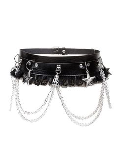 Gothic Waist Belt, Harajuku Style Adjustable Costume Accessories For Halloween, Black Gothic Belt For Festival, Black Adjustable Gothic Belt, Edgy Halloween Costume Accessories For Party, Punk Style Adjustable Costume Accessories For Cosplay, Punk Style Adjustable Costume Accessories For Festival, Gothic Belts, Chains Belt