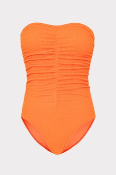 If bandeau is your go-to silhouette, don’t miss this absolutely perfect one-piece. It’s ruched throughout to create an elongating and more forgiving look. And it’s cut from our unique, sustainable textured swim fabric.For other similar pieces to the neon orange Textured Ruched One Piece, check out Milly's curated swimwear collection. Orange Texture, Maxi Dress Cocktail, Cocktail Evening Dresses, Swimsuit Cover Ups, Swimsuit Cover, Swimwear Collection, Vacation Outfits, Neon Orange, 2024 Collection