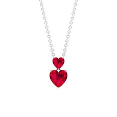 Twi Heart Natural Ruby Pendant Necklace - Rosec Jewels Ruby Heart Pendant, Ruby Pendant Necklace, Fall In Love With Yourself, Joy Of Giving, Ruby Necklace Pendant, Ruby Heart, The Greatest Gift, Ruby Pendant, Ruby Necklace