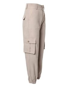 Lasaky - High waist cargo pants with pocket Beige Full Length Work Pants With Pockets, Beige Full-length Pants With Multiple Pockets, Beige High-waist Cargo Pants With Side Pockets, High Waist Beige Cargo Pants With Side Pockets, Beige High Waist Pants With Multiple Pockets, High Waist Beige Cargo Pants, Beige Harem Pants With Pockets For Work, Beige Full-length Bottoms With Pockets, Beige Full Length Bottoms With Pockets