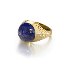 Material: 18k yellow gold

Stone Type/Carat Weight: Tanzanite 10.66cts

Dimensions: 0.5” width Yellow Gold Domed Sapphire Ring, Formal Yellow Gold Domed Sapphire Ring, Yellow Gold Domed Gemstone Ring, 14k Yellow Gold Dome Ring With Oval Cabochon, High Luster Yellow Gold Oval Rings, High Luster Oval Yellow Gold Rings, Modern Yellow Gold Cabochon Rings, Formal Gold Oval Cabochon Sapphire Ring, Modern Yellow Gold Signet Ring With Cabochon