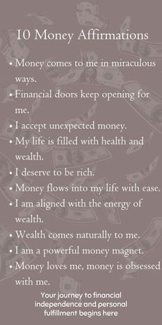 the ten money affirmations