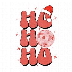 a red and white christmas design with the words merry hoo written in large letters