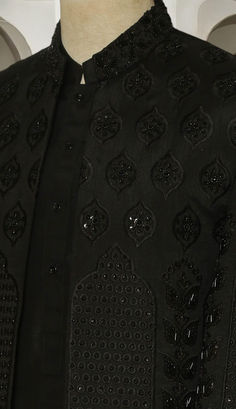 Black Sherwani Sherwani Design, Black Sherwani, Intricate Embroidery, Blue Design, Pakistani Fashion, Elevate Your Style, Front Design, Formal Wear, Formal Event