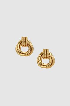 ANINE BING Triple Knot Earrings - Gold Macy's Luxury Hoop Earrings, Mimco Earrings, خواتم خطوبة, Hoop Design, Jewelry Accessories Ideas, Classy Jewelry, Jewelry Essentials, Knot Earrings, Stacked Jewelry