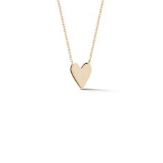 Simple and eternally classic, the DRD Heart Necklace is the perfect sentimental piece. Made of 14 karat gold and available in white, yellow, and rose, this heart necklace is also engravable. Fit up to three letters on the heart to keep your loved ones close to you at all times. Heart jewelry makes for an unforgettable and personal gift. Worn alone this delicate gold pendant necklace is romantic and chic. Layered with your other Dana Rebecca Designs pieces it adds a charming touch to your necklac Minimalist Heart Cut Jewelry With Polished Finish, Minimalist Heart Cut Polished Jewelry, Classic Double Heart 14k Gold Necklaces, Classic Open Heart Jewelry For Everyday, Classic 14k Gold Double Heart Necklaces, Classic Necklace With Delicate Chain For Valentine's Day, Classic White Gold Jewelry With Heart Charm, Everyday 14k Rose Gold Heart Necklace, Everyday Rose Gold 14k Heart Necklace