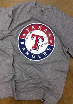 '47 Texas Rangers Grey Match Short Sleeve Fashion T Shirt - 48020127 Heather Grey Crew Neck T-shirt With Graphic Print, Heather Grey Graphic Print Crew Neck T-shirt, Tri-blend Graphic Print Tops For Fan Gear, Heather Grey Graphic Tee With Text Print, Tri-blend T-shirt With Graphic Print For Baseball Season, Tri-blend T-shirt With Graphic Print For Fans, Heather Grey Tri-blend T-shirt With Screen Print, Heather Grey Graphic Tee With Logo Print, Heather Crew Neck Top With Graphic Print