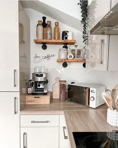 the kitchen counter is clean and ready for us to use