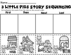 the three little pigs story sequence worksheet for children to practice their reading skills