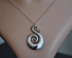 Sterling Silver koru-Solid 925 New Zealand Maori Koru Pendant~ love symbol Unique Spiral Sterling Silver Necklace, Spiral Shaped Sterling Silver Jewelry, Sterling Silver Swirl Jewelry In Silver, Sterling Silver Swirl Jewelry, Unique Spiral Sterling Silver Jewelry, Sterling Silver Swirl Necklaces, Sterling Silver Swirl Jewelry As A Gift, Sterling Silver Swirl Jewelry Gift, Elegant Sterling Silver Swirl Necklace