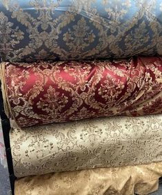 four different fabrics stacked on top of each other