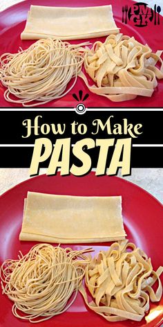 how to make pasta on a red plate