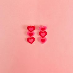 Playful Pink Heart Earrings For Valentine's Day, Heart Print Dangle Jewelry For Gifts, Playful Heart Jewelry For Valentine's Day, Playful Red Jewelry For Valentine's Day, Playful Handmade Heart Earrings For Valentine's Day, Silver Tops, Gold Top, Colorful Heart, Gold Earrings Studs