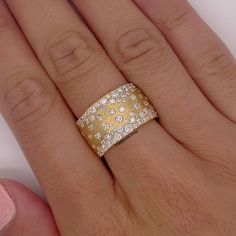 This Cigar Band is Awesome Round Cut Lab Grown Diamond - Etsy Wide Band Diamond Rings For Women, Flat Diamond Rings, Resetting Diamonds Ideas, Right Hand Rings For Women, Wide Band Diamond Rings, Wide Diamond Bands, Wide Gold Ring, Wide Wedding Bands, Wide Band Ring