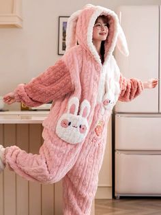 Fabric: polyester Warm up in style with this double-sized, dreamy, and cozy pajama set made from breathable, fleece-like material. Perfect for staying warm in chilly temperatures! Strawberry Bunny, Cozy Pajamas, Fleece Pajamas, One Piece Pajamas, Cozy Winter, Discount Code, Spreads, Everyday Outfits, Stay Warm