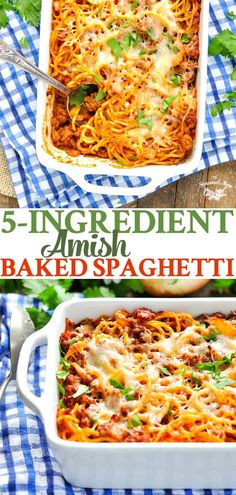 this 5 ingredient baked spaghetti casserole is so easy to make it's the perfect dinner