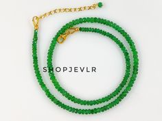 AAA EMERALD FACETED BEADS NECKLACE, NATURAL GREEN EMERALD BEADS NECKLACE. Stone- Emerald Material- 925 Sterling Silver Finish- 18k gold filled Beads size- 3.60 to 4.60 MM External length- 1.5 inch Note:- The length of the bracelet/necklace includes the clasp. If you choose a length of 7 inches for the bracelet it has a length of 7 inches with a clasp and also has an additional 1 inch of adjustable length that will extend up to 8 inches. Emerald Beaded Necklaces As Gift, Green Emerald Beaded Necklace As Gift, Green Emerald Necklace With Faceted Beads, Green Emerald Beaded Necklaces With Faceted Beads, Emerald Faceted Beads Necklace As Gift, Emerald Beaded Necklace With Faceted Beads As Gift, Green Emerald Beaded Necklace With Faceted Beads, Emerald Faceted Beaded Necklace As Gift, Emerald Beaded Necklace As A Gift