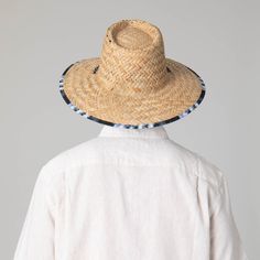 Choose the Mens Straw Lifeguard with Ocean Wave Under-brim, a stylish hat perfect for a day by the beach. Finessed from 100% straw with a 4.5" brim, featuring a unique wave print under-brim, damask woven wave patch, and a pinch crown. UPF 50+ sun protection ensures the safe wear of this fashionable, tropical lifeguard hat. Features: Color: BlueMaterials: 100% StrawBrim Size: 4.5" BrimSize: 59cmSun Protection: UPF 50+ Straw Visor Sun Hat For Kentucky Derby, Beachy Panama Hat With Uv Protection And Curved Brim, Casual Woven Straw Hat With Curved Brim, Upf 50+ Brimmed Panama Hat For Pool, Casual Straw Sun Hat With Short Brim, Curved Brim Woven Sun Hat For Rodeo, Curved Brim Straw Hat For Beach And Warm Weather, Woven Sun Hat With Curved Brim For Rodeo, Beach Straw Hat With Curved Brim For Warm Weather